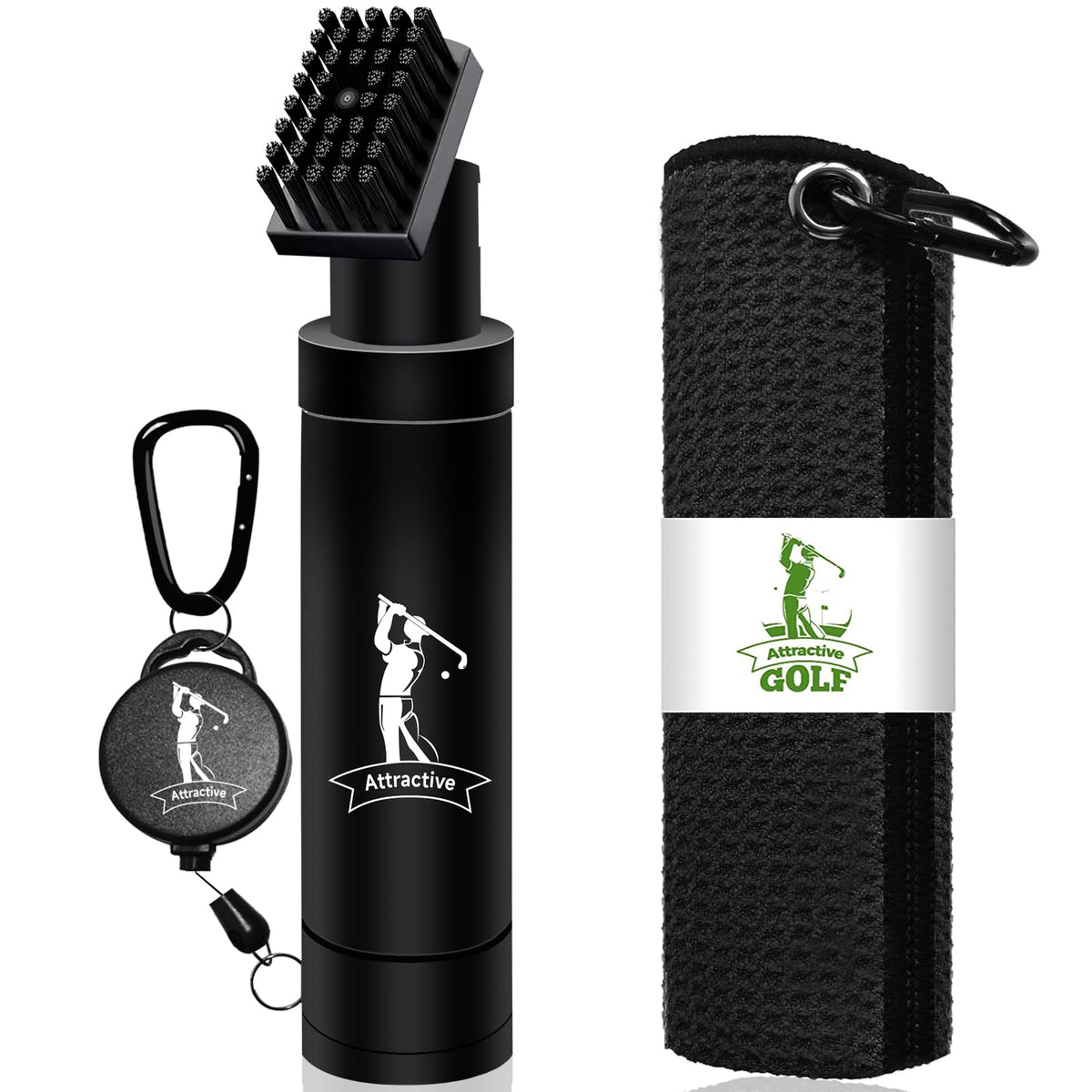 Golf Pro Cleaning Set with Water Brush and Waffle Towel