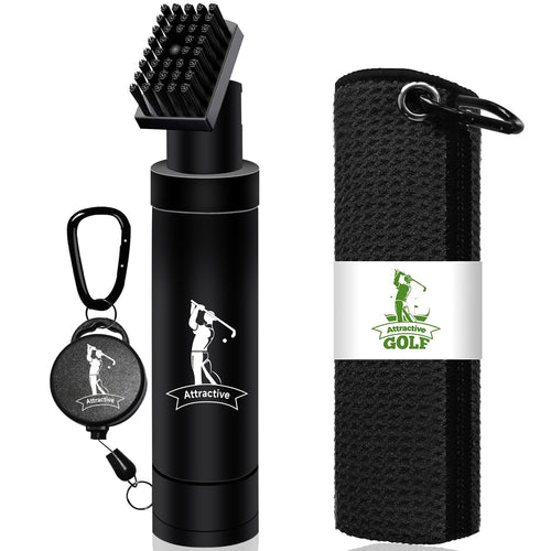Golf Pro Cleaning Set with Water Brush and Waffle Towel